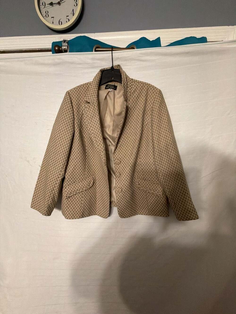 Giorgio Sant'Angelo Women's Beige Geometric Print Single-Breasted Blazer Jacket
